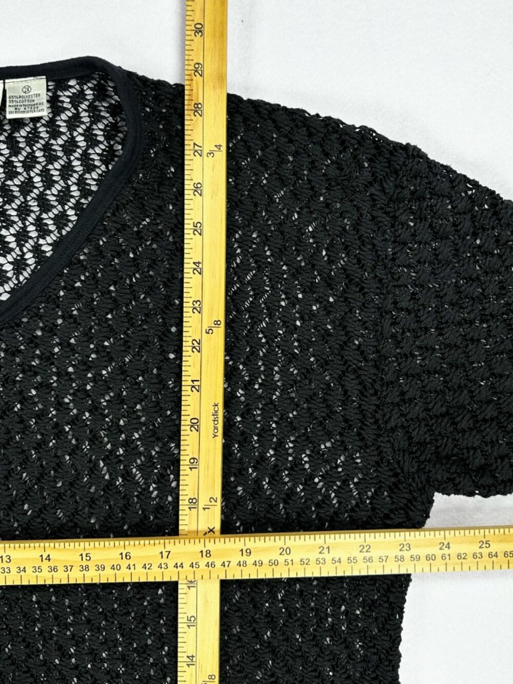 International Sportswear 2XL Black Open Knit Crochet Sweater Large Grunge Punk - Picture 5 of 15